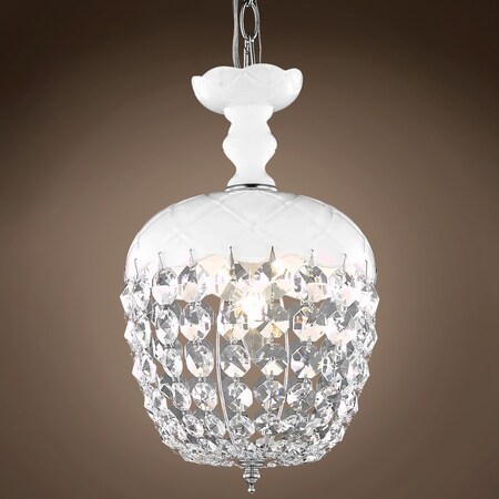 Joshua Marshl Harvest Design 1 Light 8" White Chandelier with Clear European Crystals